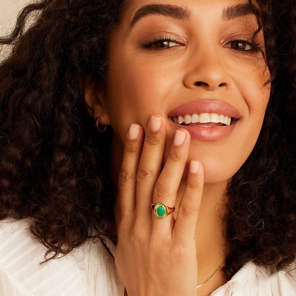 Gorjana Gold and Green Ring - Picture 3 of 8